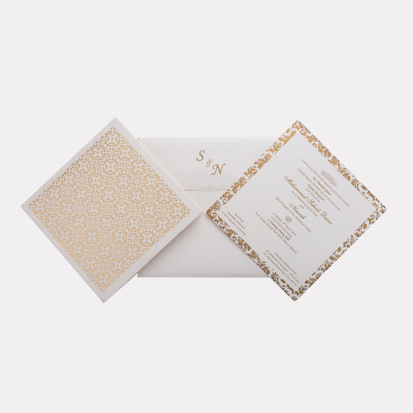 White & Gold Invitation