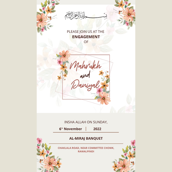 Video invite design as Mahrukh Daniyal